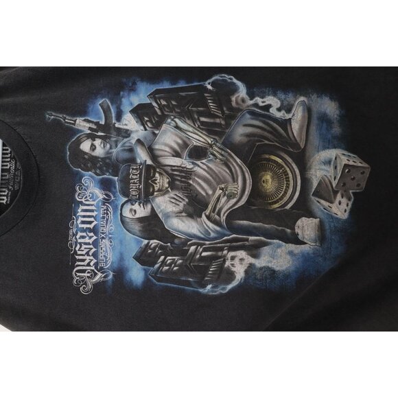 Vintage Y2K Streetwear Mens 2XL Distressed Skeleton Dice Hip Hop Rap T-Shirt - Picture 4 of 16